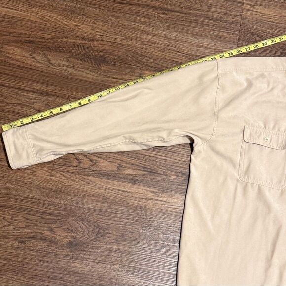 Bruno Sueded Microfiber Long Sleeve Button-Up Shirt Cream Beige Size XL - Picture 10 of 11